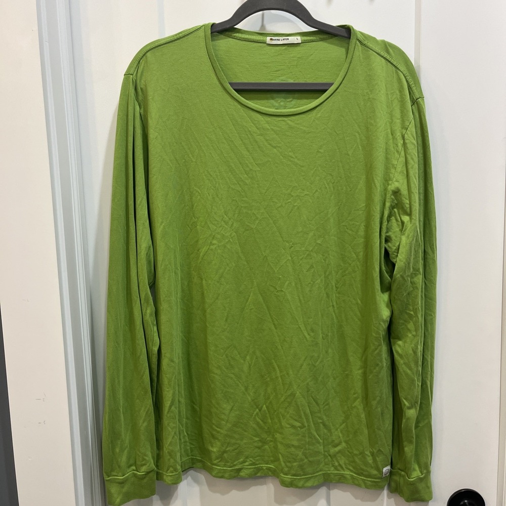 Marine Layer Shirt Cotton Modal Blend Mens Sz Large Crew Neck Long Sleeve Green